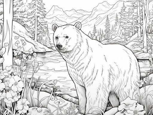 Forest animals coloring page bear to color