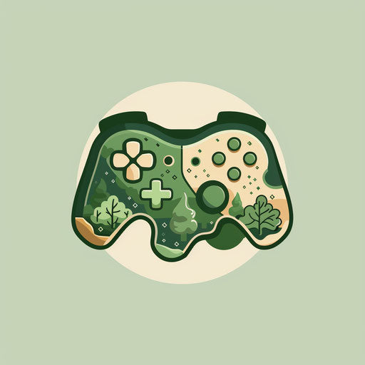 Nature-inspired gamers logo with organic shapes and earthy tones on light green background