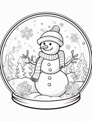 Snow globe coloring pages snowman with snowflakes