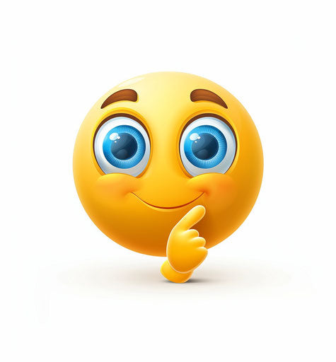 Thinking yellow smiley face with blue eye isolated
