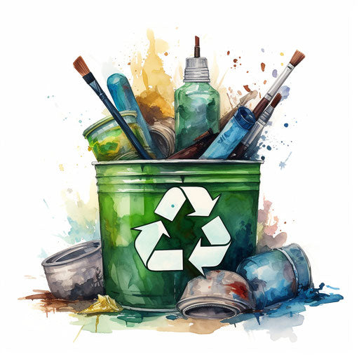 Recycling clipart in oil painting style on white background