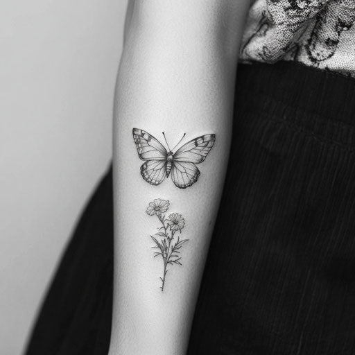 Delicate butterfly landing on a flower