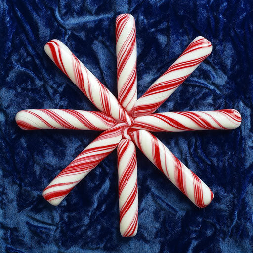 Star of candy canes on deep blue velvet