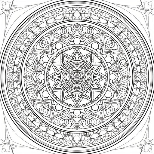 Mandala with interlocking circles and lines