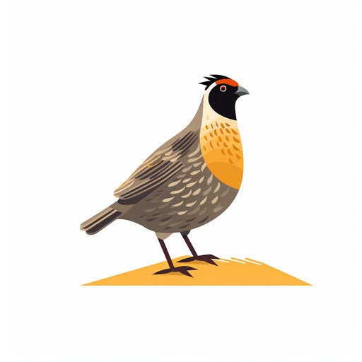 Quail illustration in the Minimalist style, on a white background