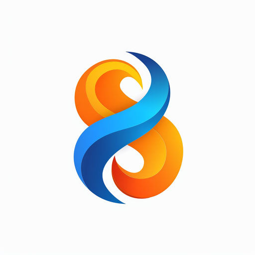 Brand logo design with a minimalist look and vibrant orange and blue colors on white background