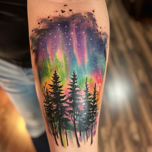 Colorful Northern Lights on white background