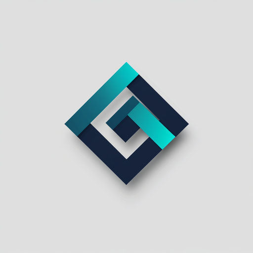 Elegant clothing logo with a unique geometric fabric icon and professional typography, in harmonious blue and teal