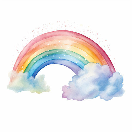 Illustration of rainbow in pastel colors on white background