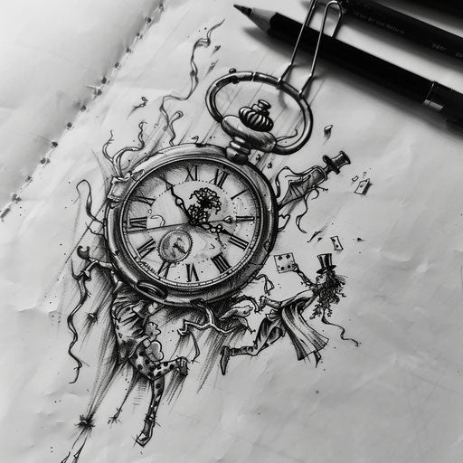 Sketch for a pocket watch and card soldiers