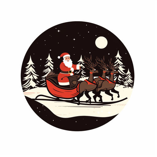 Santa's sleigh drawing in Minimalist style