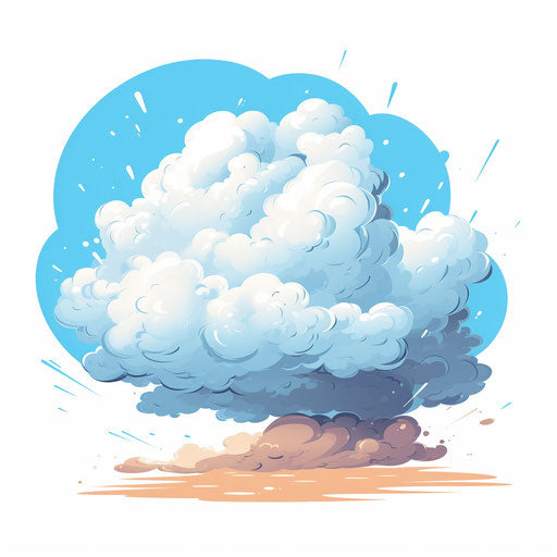 Cartoon cloud in Impressionistic Art style, on white background