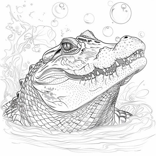 Playful alligator blowing bubbles while swimming