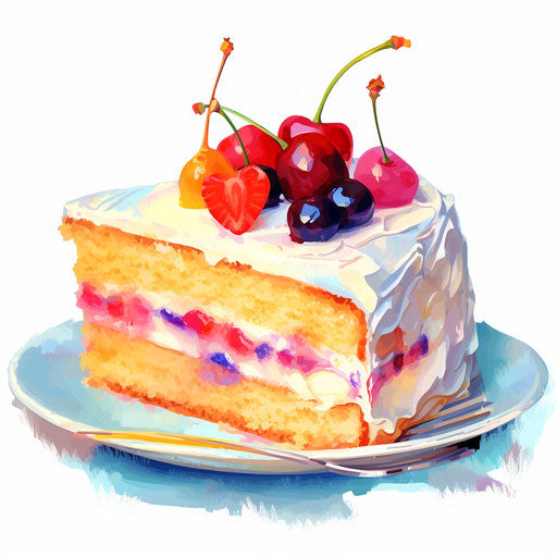 Cake clipart in the style of Impressionistic Art