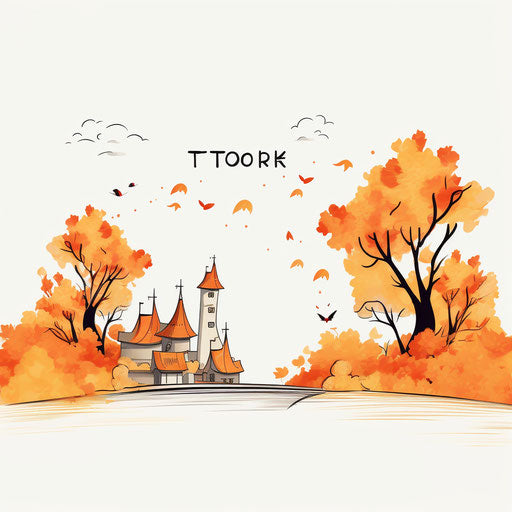 October clipart in Minimalist style, on white background