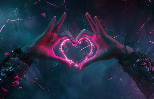 Emotive dark teal and pink heart