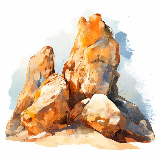 Illustration of rock in artistic style on white background