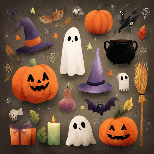 Festive illustration celebrating Halloween with spooky elements