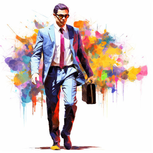 Business clipart in the style of Impressionistic Art, on white background