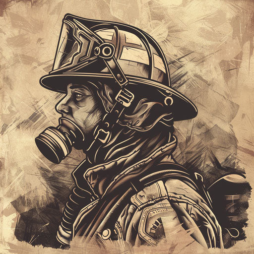 Vintage flat tattoo sketch of a firefighter