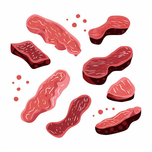 Minimalist-style meat illustration, on white background