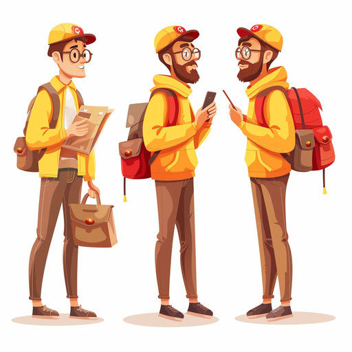 Postman clipart in a photo realistic style on flat white background