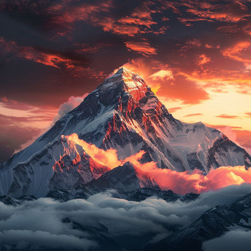 Everest at sunrise, in the style of David Keochkerian