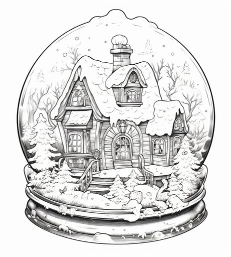 A snow globe in the house coloring pages