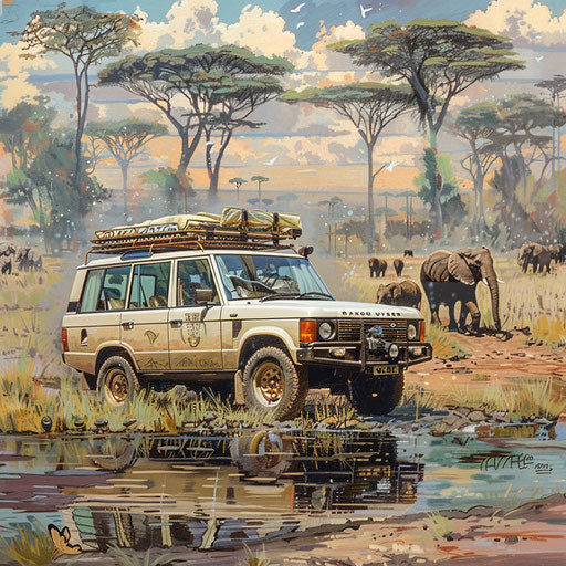 Range Rover with safari conversion in African safari scene