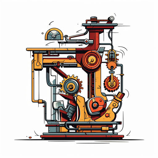 Machine illustration in Minimalist style, on white background