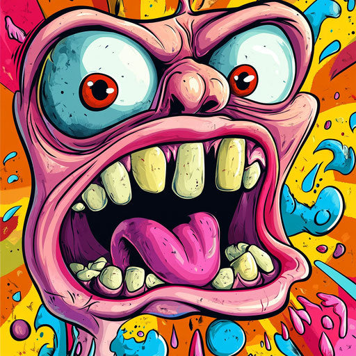 Humorous caricature of a respectful caricature clipart with human characteristics, exaggerated thin lips, with toes feet, colorful backdrop, vibrant colors, cartoon style, angry, high-resolution, no background, isolated -c 40