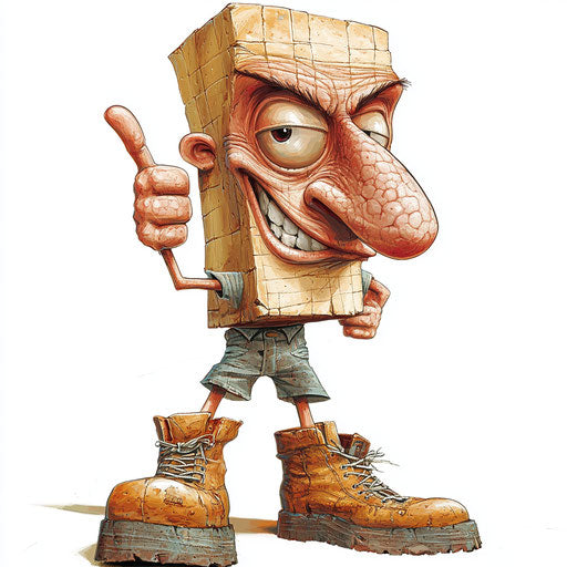 Humorous caricature of blocks with human characteristics