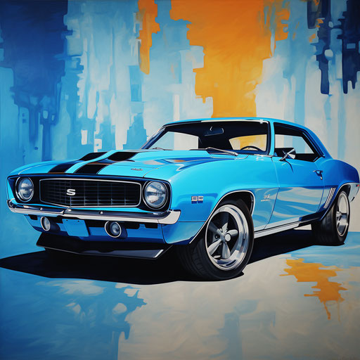 Bright blue Chevrolet Camaro classic car