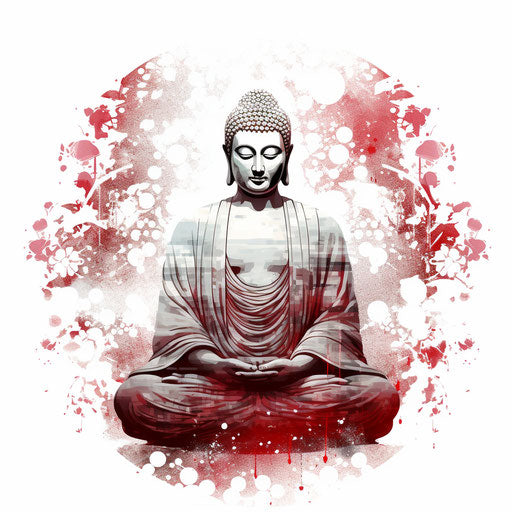 Tattoo of Buddha holding inverted lotus, digital illustration