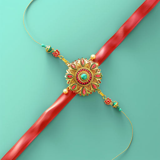 Realistic rakhi clipart on serene aqua background