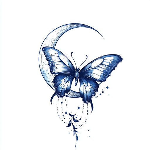 Women's butterfly tattoo under blue moon