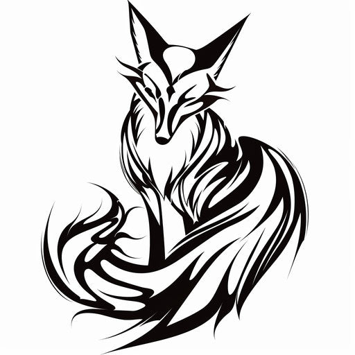 Tribal fox tattoo on white background