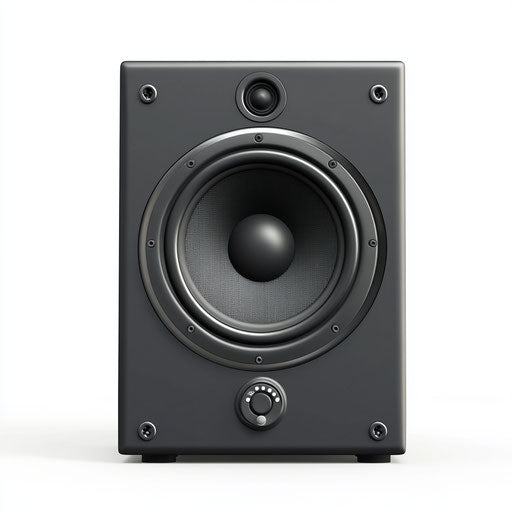 3D Desktop Speaker in photo realistic style on flat white background