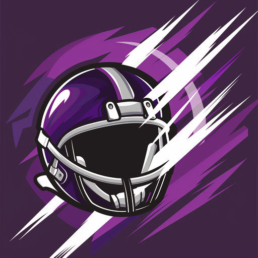 Football logo design in purple and silver with a bold background