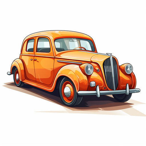 Car cartoon in Oil painting style on white background
