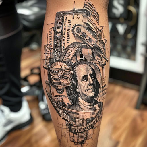 Money tattoo with futuristic designs