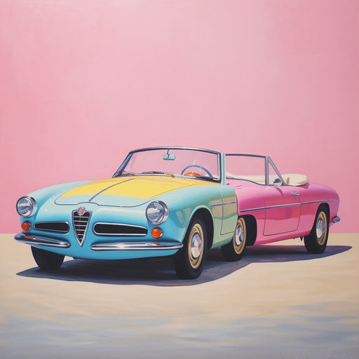 Classic 2 seater car Alfa Romeo in pastel colors