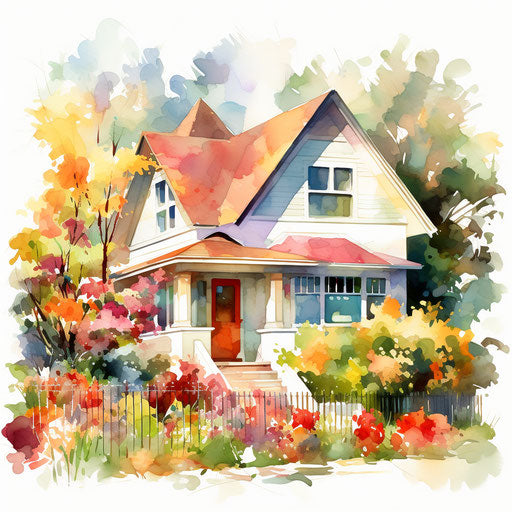 House clipart in the style of Impressionistic Art