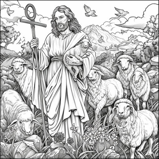 Jesus the Good Shepherd - Coloring Page