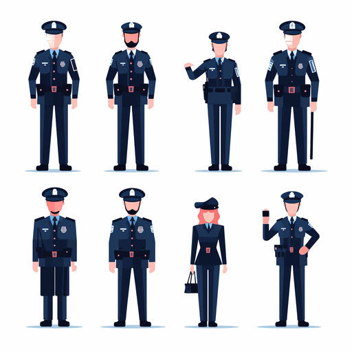 Minimalist police illustration on white background