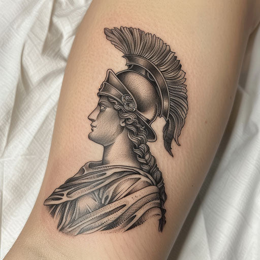 Vintage engraving style tattoo of Athena
