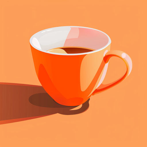 Realistic cup clipart on sunset orange background