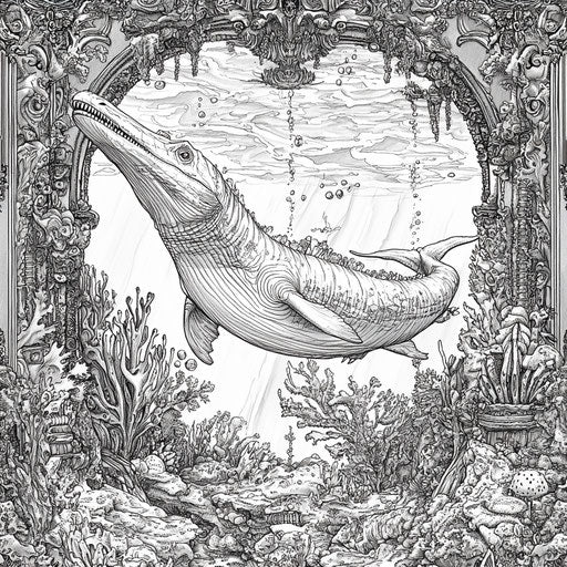 Luxurious mosasaurus in a detailed underwater setting