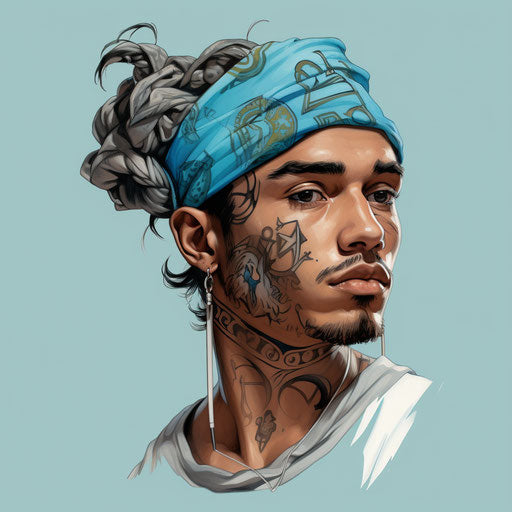 Trendy man with tattoos, cartoon realism style