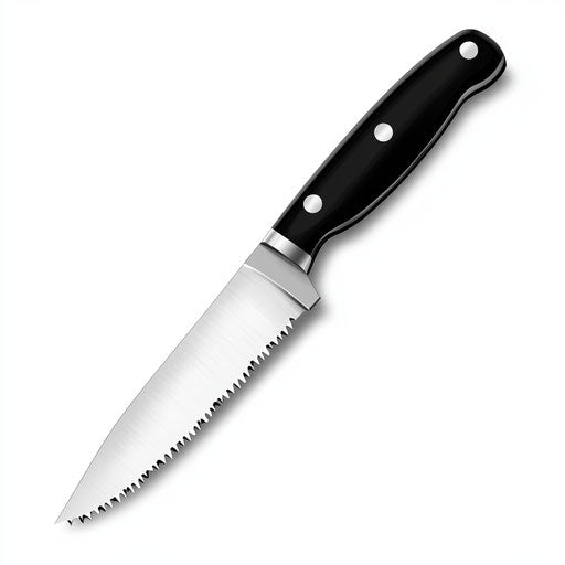 3D Serrated Knife on flat white background, isolated clipart